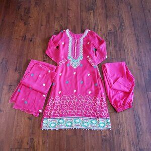 Embroidered Salwar Kameez Dupatta Long Scarf Cotton Chiffon Party Wear Dress